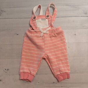 Seven for all mankind baby girls pink striped overalls 0-3 months